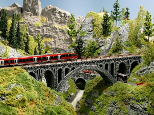 Noch 58670 Rhône kőhíd, vasúti viadukt (H0) - kész modell