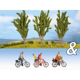 Noch 94005 Nyárfa (3 db), kerékpárosokkal (H0)