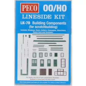 PECO 05410 LK-78 Kit 1, Ablakok, ajtók, ereszcsatornák épületekhez (H0)