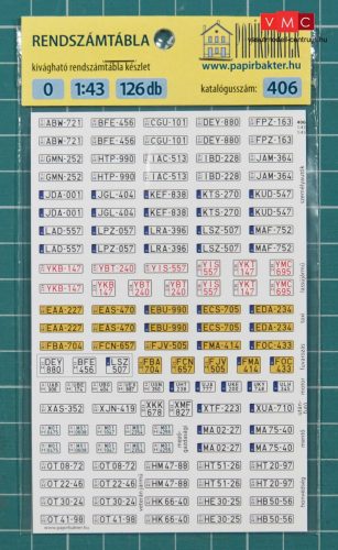 Papírbakter 401 Magyar rendszámtábla készlet (TT)