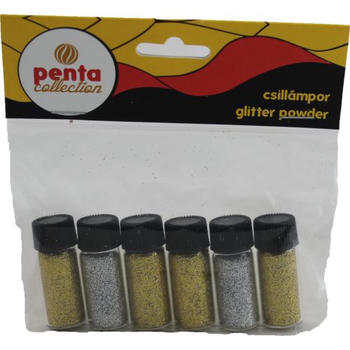 Pentart 13220 Színes csillámpor 6 x 3,5ml arany/ezüst