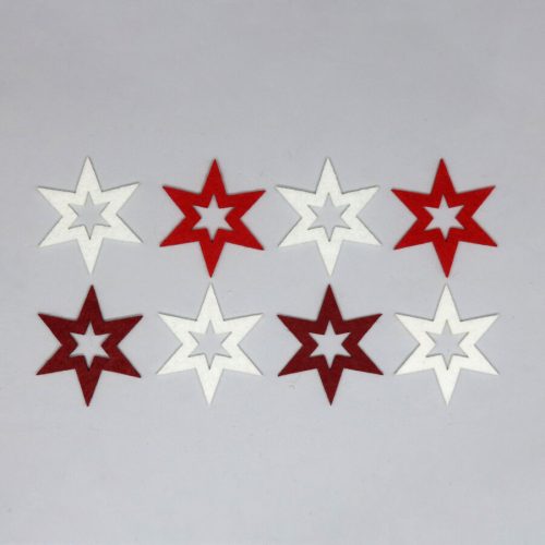Pentart 34754 Filcfigura csillag "B", vegyes színben, piros-bordó-fehér (8 db/cs)