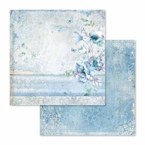 Pentart 34916 Kétoldalas papír 31,5 x 30 cm Kék világ virág