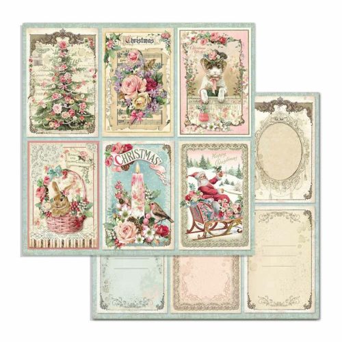 Pentart 38490 Kétoldalas papír 31,5x30 cm - Pink karácsonyi kártyák