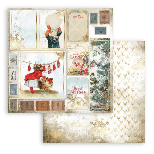 Pentart 40853 Scrapbooking papír két oldalas - Romantika Karácsonyi kártyák