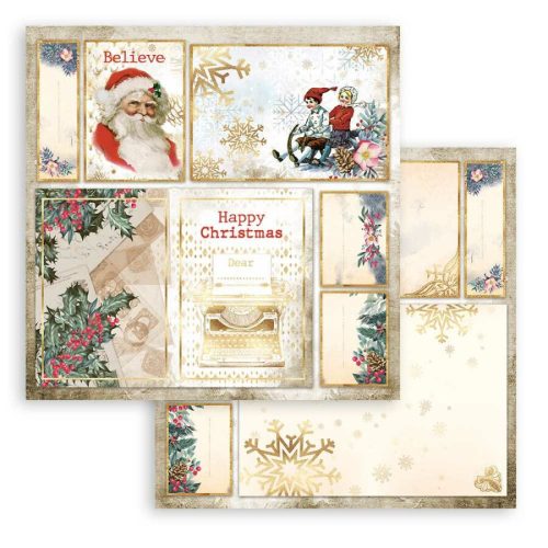 Pentart 40854 Scrapbooking papír két oldalas - Romantika Karácsonyi kártyák Santa Claus