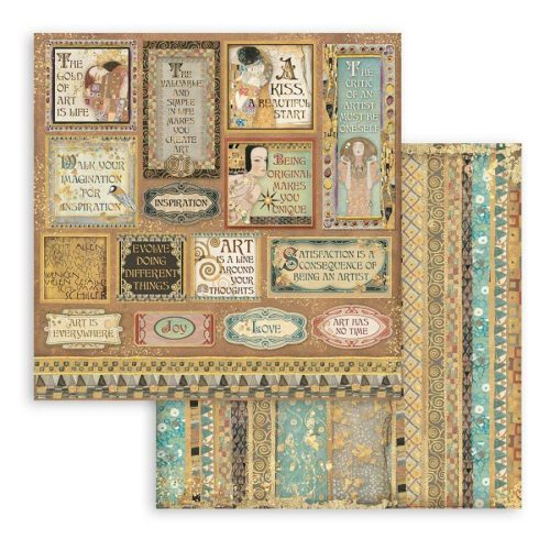 Pentart 41271 Scrapbooking papír két oldalas - Klimt idézetek és címkék
