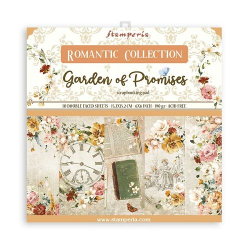Pentart 41915 Scrapbook extra kis tömb 10 lap cm 15,24x15,24 (6"x6") - Garden of Promises