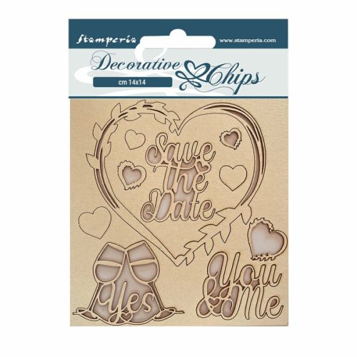 Pentart 41926 Chipboard cm 14x14 - You and me Save the date