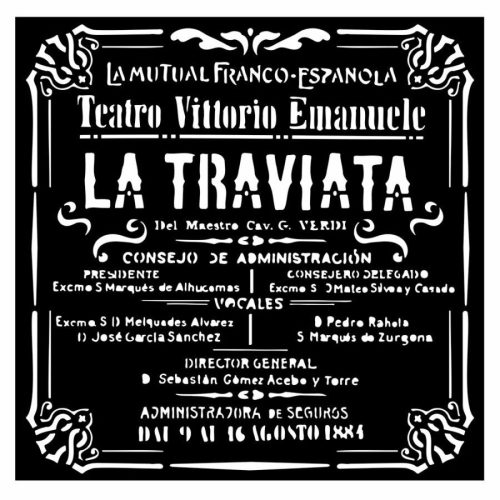 Pentart 42353 Vastag stencil cm 18X18 - Desire La Traviata