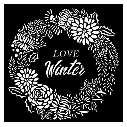 Pentart 42508 Vastag stencil cm 18X18 - Christmas Love Winter garland