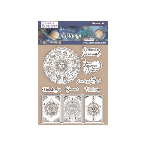 Pentart 42562 HD term. gumi pecsételő cm 14x18 - Cosmos Infinity zodiac and cards