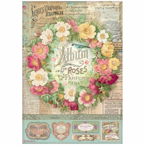 Pentart 42669 A4 rizspapír csom. - Rose Parfum Album de roses