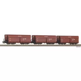   Piko 28329 Önürítős négytengelyes teherkocsi-készlet, 3-részes Fad6770, BKK, DR (E4) (H0)