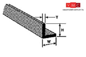 Plastruct 190001 A-1 L-profil, 250 x 1,2 x 1,2 mm - szürke ABS műanyag L szögforma (1 db)