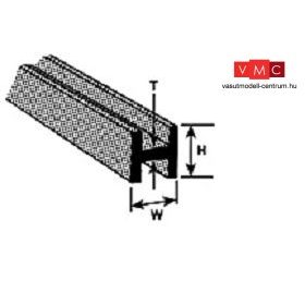   Plastruct 190061 H-2 H-profil, 250 x 1,6 x 1,6 mm - szürke ABS műanyag H szögforma (1 db)