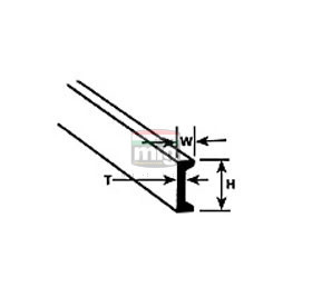 Plastruct 190535 CFS-6 C-profil, 1,6 x 4,8 x 375 mm, műanyag C szögforma (1 db)