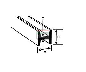 Plastruct 190544 HFS-5 H-profil, 4,0 x 4,0 x 375 mm, műanyag H szögforma (1 db)