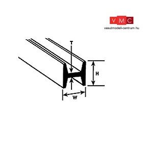   Plastruct 190546 HFS-8 H-profil, 6,4 x 6,4 x 375 mm, műanyag H szögforma (1 db)
