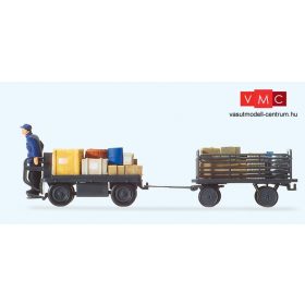   Preiser 10256 Elektromos kofferkuli pótkocsival, vezetővel (H0)