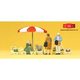 Preiser 10337 Ülő piaci kofa vásárlókkal (H0)