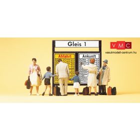 Preiser 10417 Utasok a menetrendtáblánál (H0)