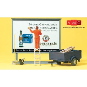 Preiser 10526 Plakátragasztó munkában a létrán (H0)