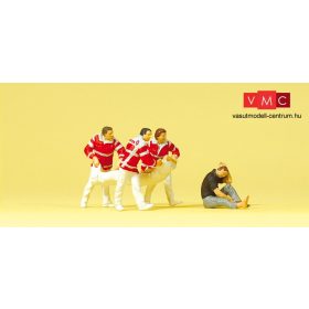 Preiser 10567 Mentőorvosok és sérült, pokróccal (H0)