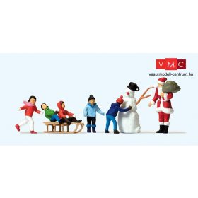 Preiser 10626 Mikulás, hóember és gyerekek (H0)