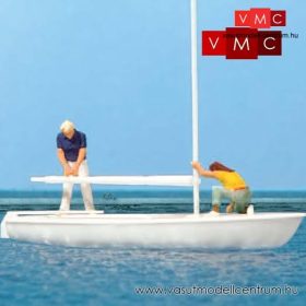   Preiser 10680 Vitorláshajó vitorlabontás alatt - Korsar - hajósokkal (H0)