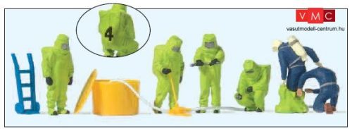 Preiser 10731 Tűzoltók teljes vegyvédelmi védőfelszerelésben - zöld színben (H0)