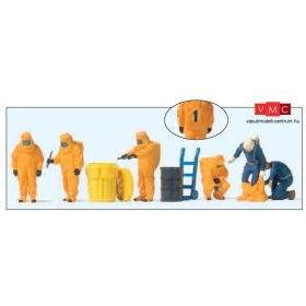  Preiser 10732 Tűzoltók teljes vegyvédelmi védőfelszerelésben - narancs színben (H0)