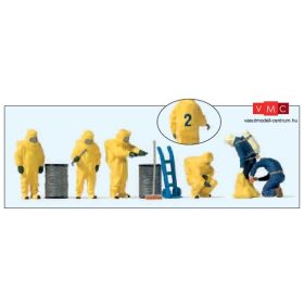   Preiser 10733 Tűzoltók teljes vegyvédelmi védőfelszerelésben - sárga színben (H0)