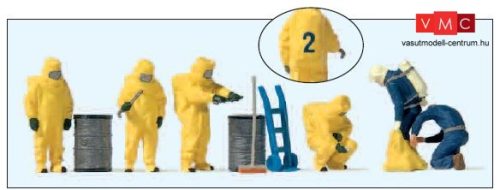 Preiser 10733 Tűzoltók teljes vegyvédelmi védőfelszerelésben - sárga színben (H0)