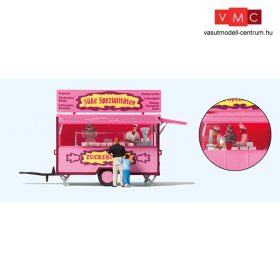   Preiser 10748 Édesség árusító utánfutó, eladóval és vásárlókkal - Süßwaren (H0)