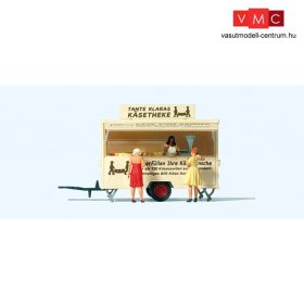   Preiser 10750 Sajt árusító utánfutó, eladóval és vásárlókkal - Tante Klaras Käsetheke (H0)