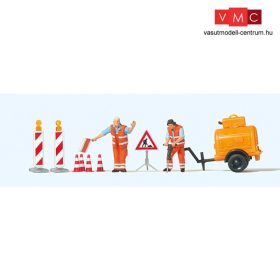   Preiser 10754 Útépítő munkások kompresszorral, jelzőtáblákkal (H0)