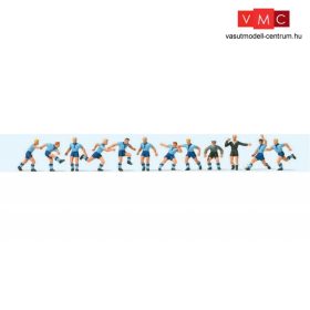   Preiser 10756 Futballcsapat bíróval, kék nadrág / világoskék mez (H0)