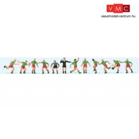   Preiser 10757 Futballcsapat bíróval, piros nadrág / zöld mez (H0)