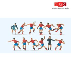   Preiser 10760 Futballcsapat bíróval, kék nadrág / piros mez (H0)