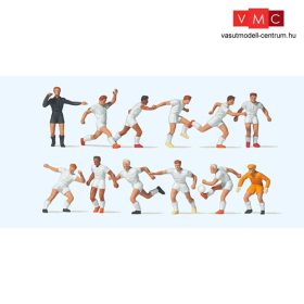 Preiser 10762 Futballcsapat bíróval, fehér mez (H0)