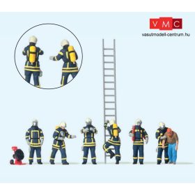   Preiser 10765 Tűzoltók bevetés közben, modern kék egyenruhában, légzőpalackokkal (H0)