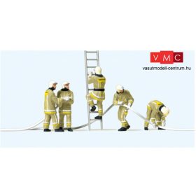   Preiser 10771 Tűzoltók tűzoltás közben, tömlővel és létrával, modern védőöltözetben (H0)