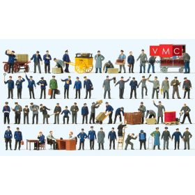   Preiser 13004 Super-Set VI. Német vasutasok és raktári dolgozók DB, korai III. korszak - 60 db figura (H0)