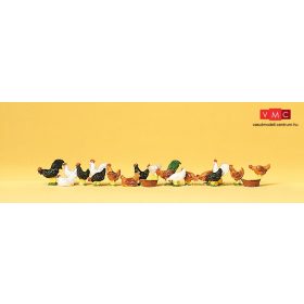 Preiser 14168 Baromfiudvar, csirkék és kakasok (H0)