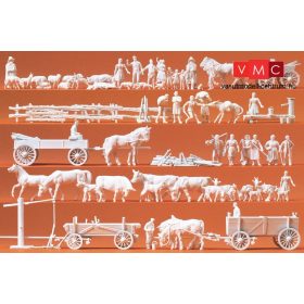   Preiser 16327 Vidéki kiegészítők, parasztok, földművesek - festetlen (H0)