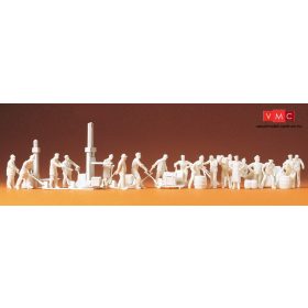   Preiser 16348 Raktári személyzet és kiegészítők - festetlen (H0)