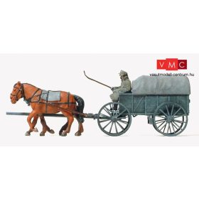   Preiser 16570 Német ponyvás tábori szekér Hf1, téli fogatolt kivitel, Wehrmacht - építőkészlet (H0)