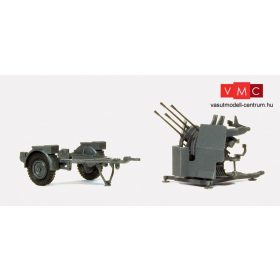   Preiser 16582 Német 20 mm-es légvédelmi gépágyú, utánfutóval, Wehrmacht - építőkészlet (H0)