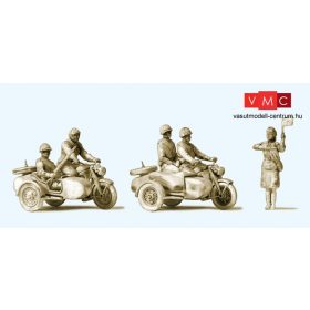   Preiser 16614 Szovjet motorkerékpárosok, Zündapp KS750 - építőkészlet (H0)